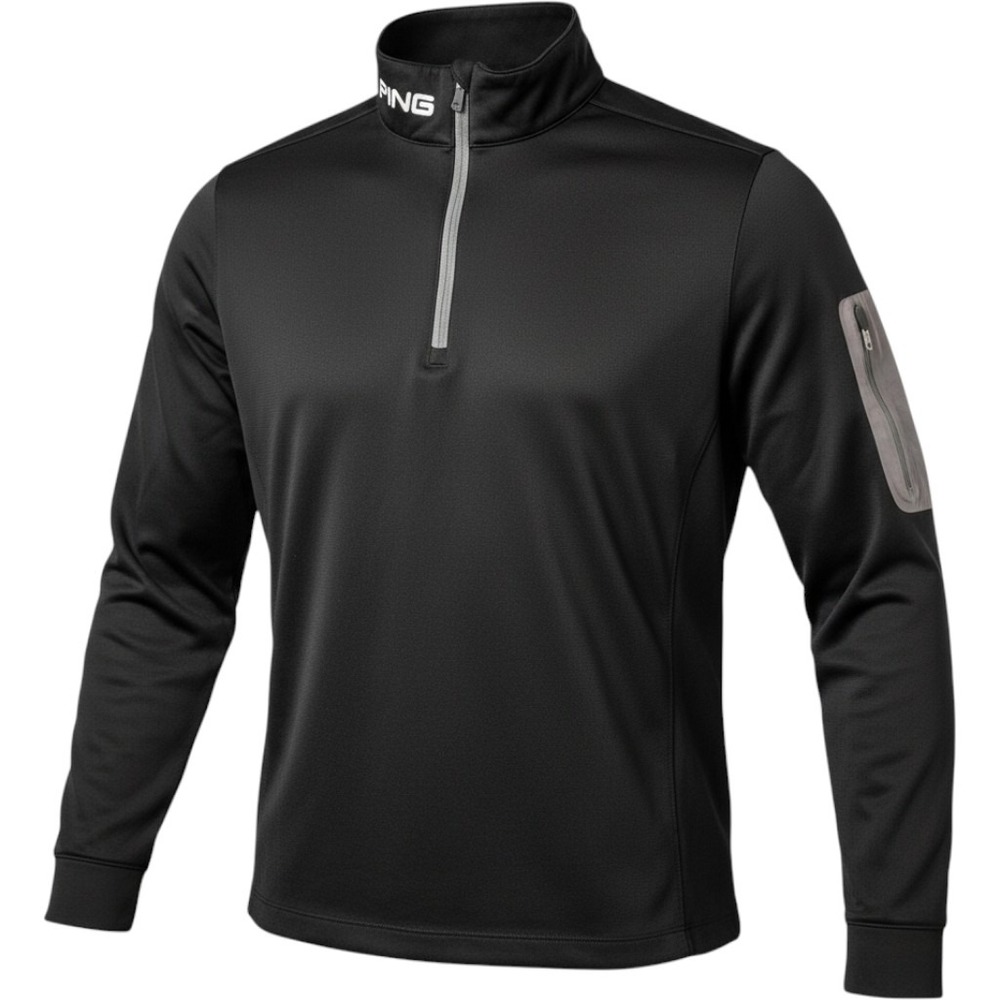 Ping Womens Golf Pullover Black Long Sleeve Quarter Zip Athletic Top Size M